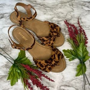 Bamboo Cheetah Print Strap Sandals NEW
